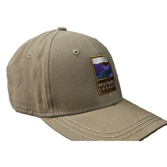 AOS Cap, Austin Oral Surgery Hat Adjustable Strapback DRI-DUCK Patch Logo Tan - Picture 7 of 12